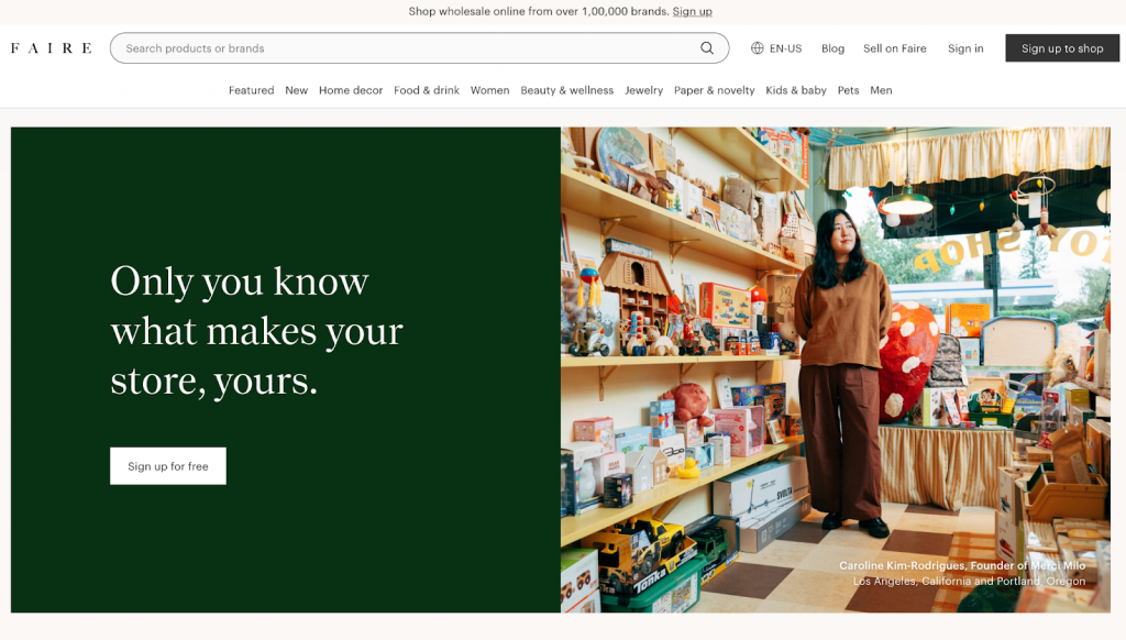 Faire wholesale screenshot - Top 11 Wholesale Suppliers In the USA